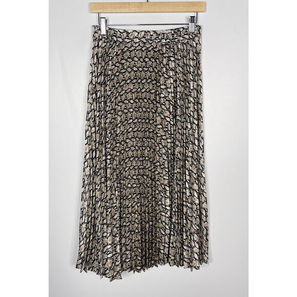 All In Favor Womens S Snake Print Pleated Midi Skirt Black Cream Animal Print - Picture 2 of 8
